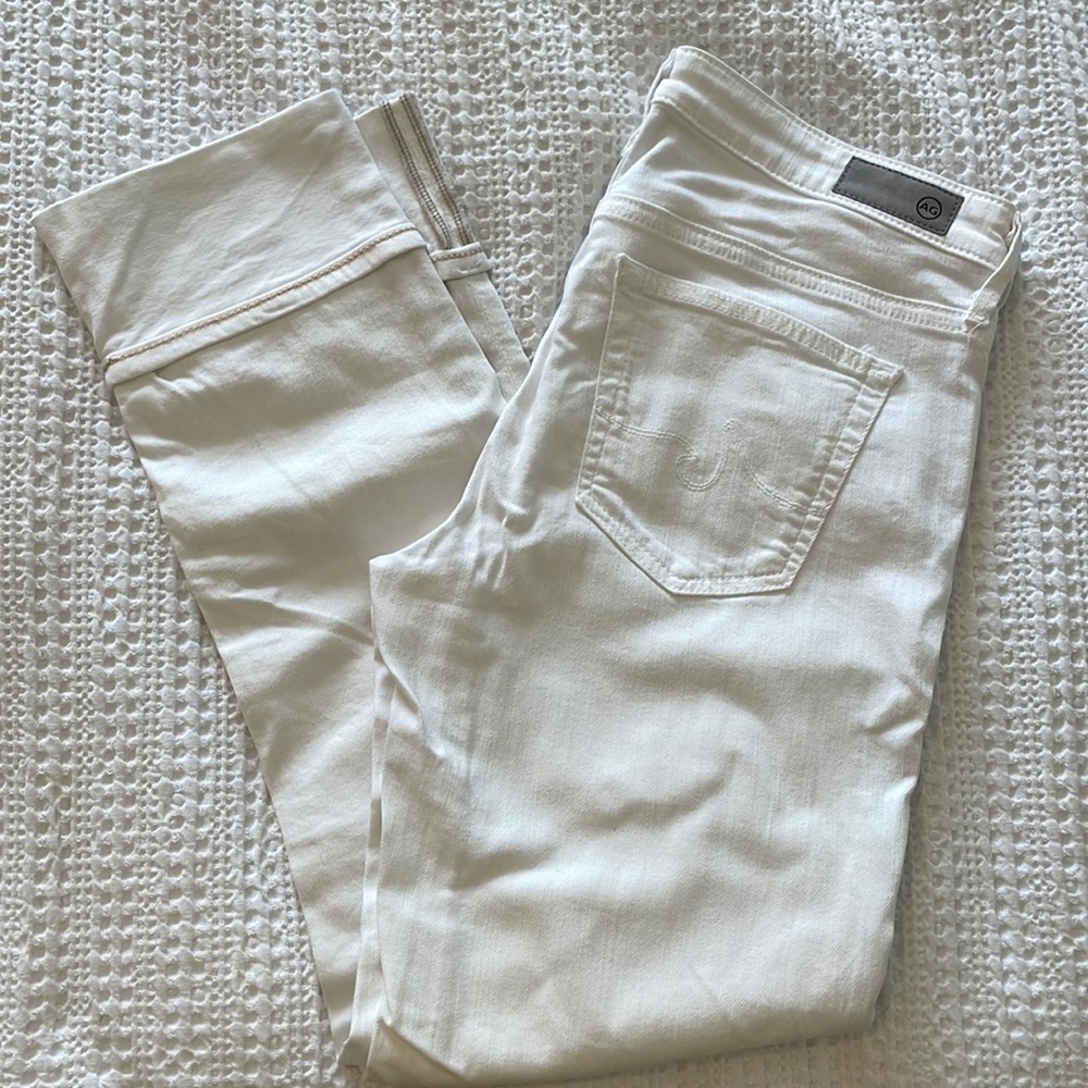 AG Stevie Cuff Petite Slim Straight White Denim